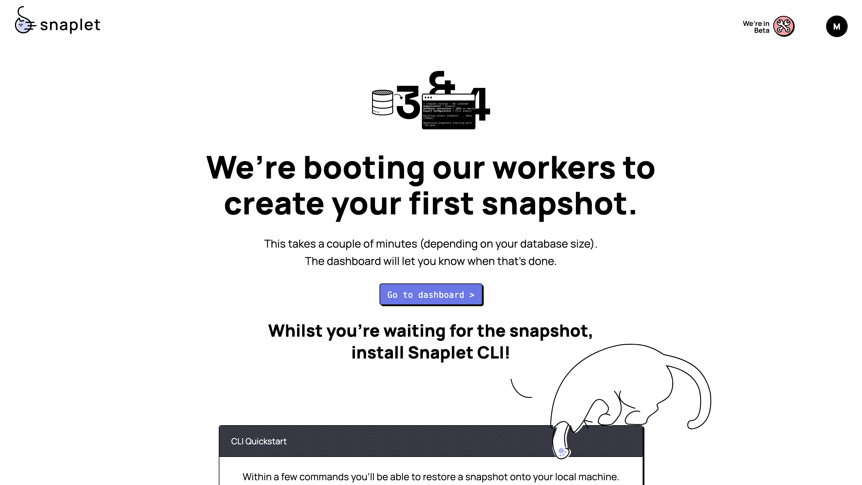 Snaplet onboarding create snapshot